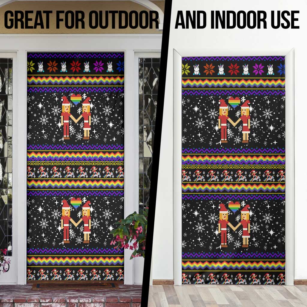 LGBT Lesbians Christmas Door Cover Xmas Holiday Patterns - Wonder Print Shop