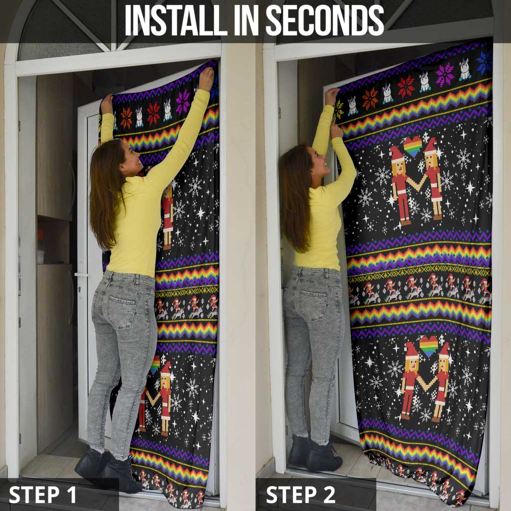 LGBT Lesbians Christmas Door Cover Xmas Holiday Patterns - Wonder Print Shop