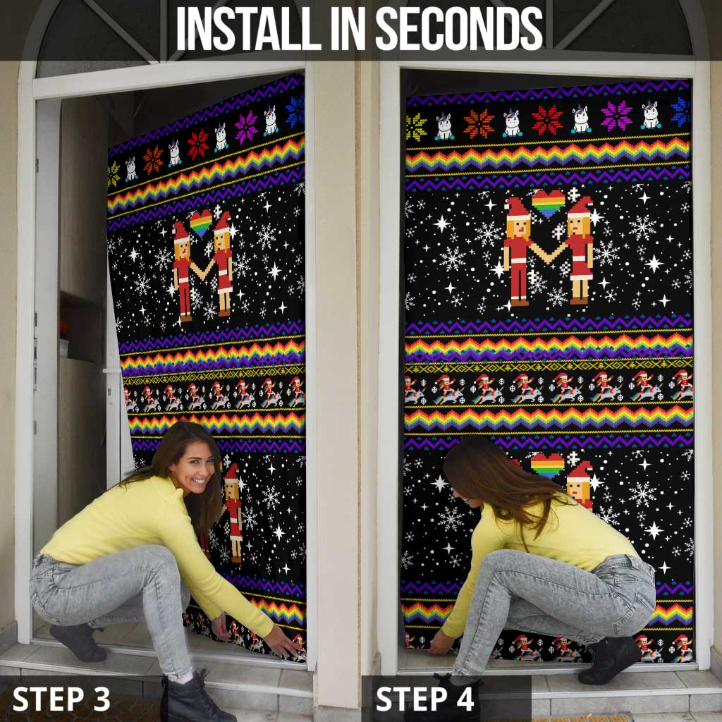 LGBT Lesbians Christmas Door Cover Xmas Holiday Patterns - Wonder Print Shop