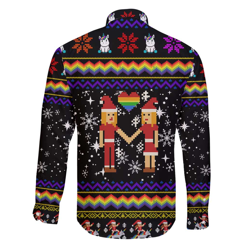 LGBT Lesbians Christmas Family Matching Long Sleeve Bodycon Dress and Hawaiian Shirt Xmas Holiday Patterns - Wonder Print Shop