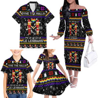 LGBT Lesbians Christmas Family Matching Off The Shoulder Long Sleeve Dress and Hawaiian Shirt Xmas Holiday Patterns - Wonder Print Shop