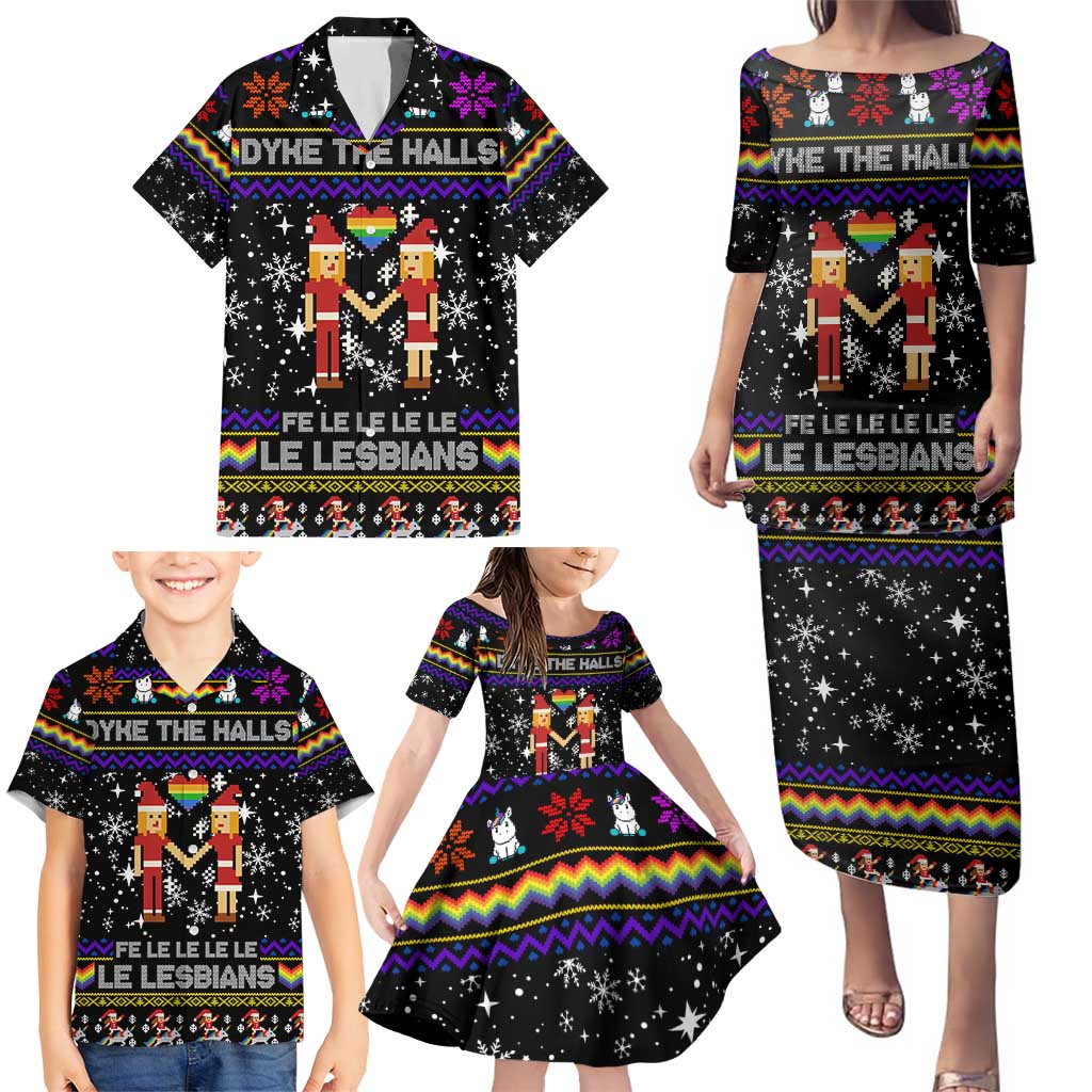 LGBT Lesbians Christmas Family Matching Puletasi and Hawaiian Shirt Xmas Holiday Patterns - Wonder Print Shop