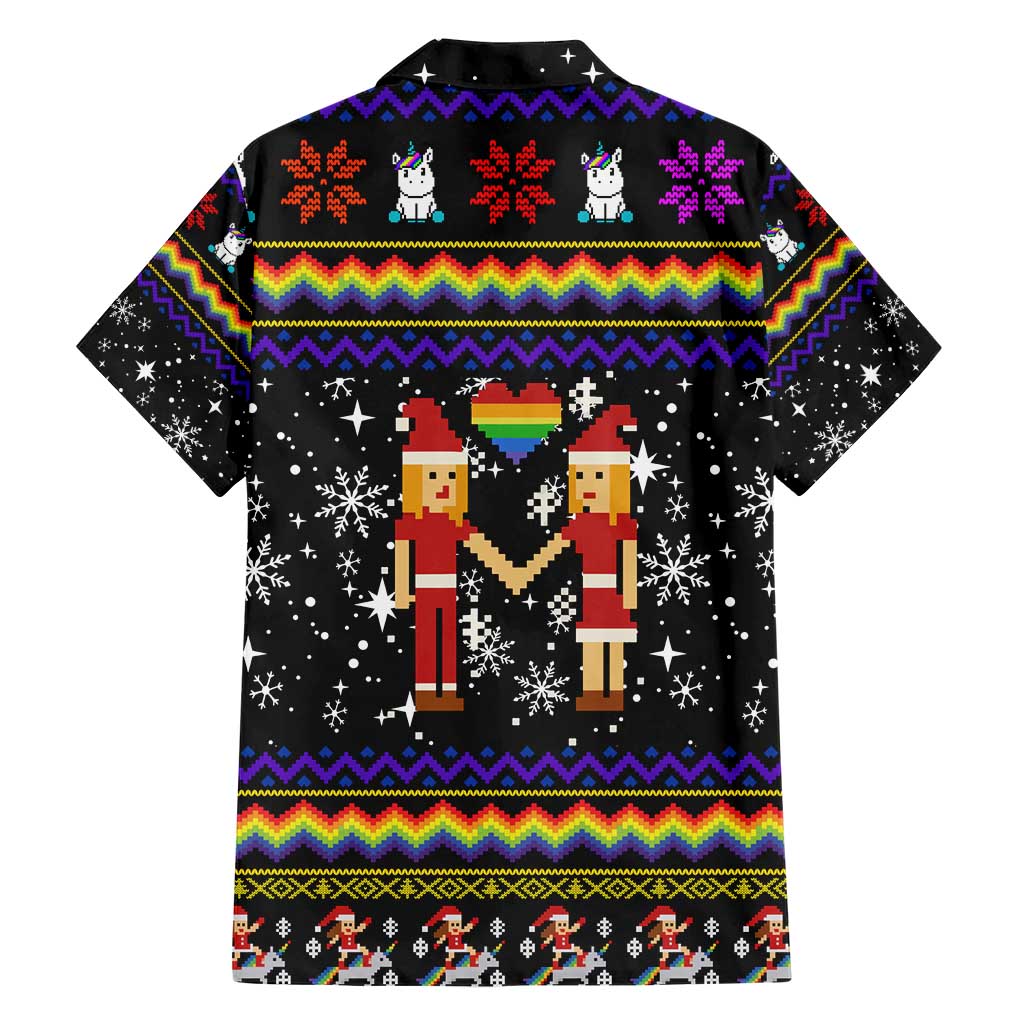 LGBT Lesbians Christmas Family Matching Short Sleeve Bodycon Dress and Hawaiian Shirt Xmas Holiday Patterns - Wonder Print Shop