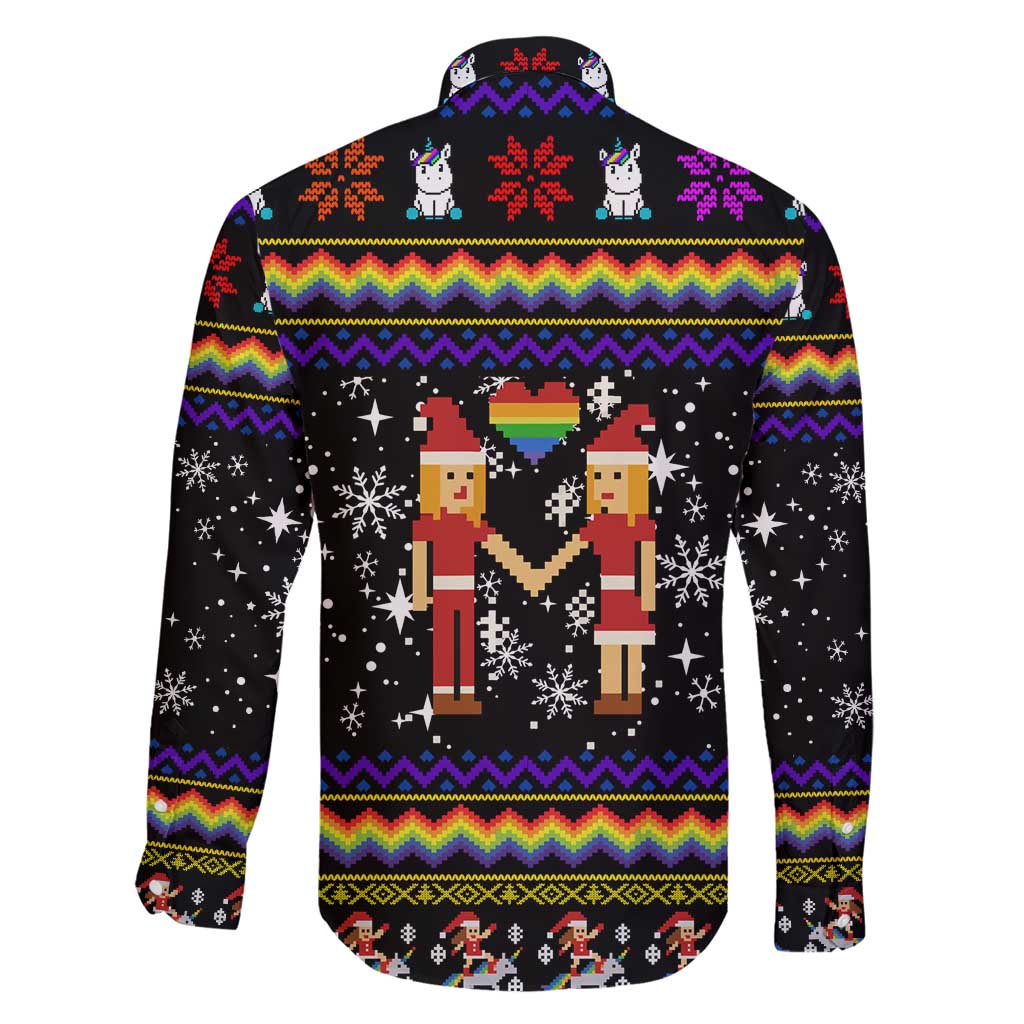 LGBT Lesbians Christmas Family Matching Short Sleeve Bodycon Dress and Hawaiian Shirt Xmas Holiday Patterns - Wonder Print Shop