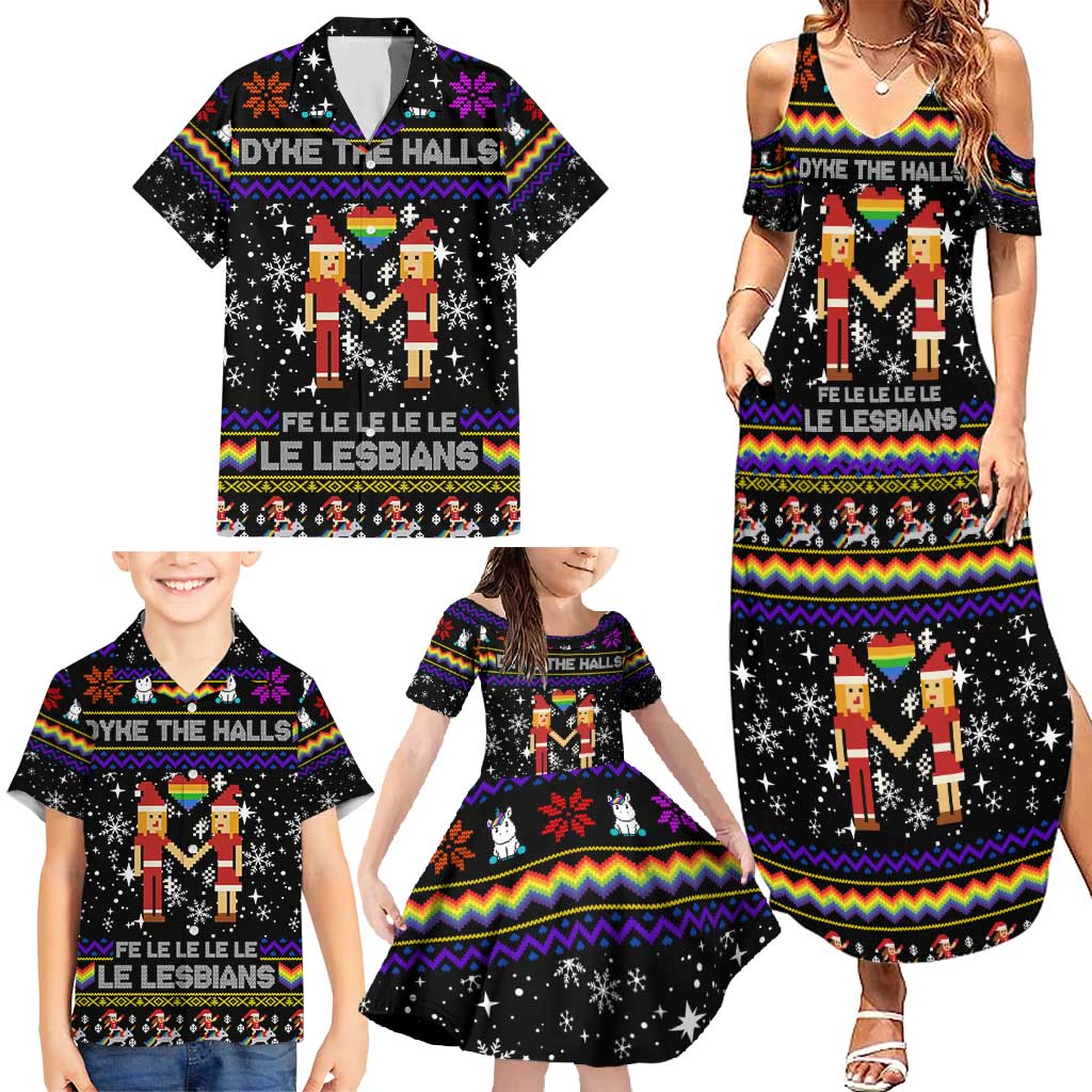 LGBT Lesbians Christmas Family Matching Summer Maxi Dress and Hawaiian Shirt Xmas Holiday Patterns - Wonder Print Shop