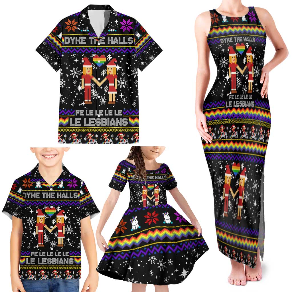 LGBT Lesbians Christmas Family Matching Tank Maxi Dress and Hawaiian Shirt Xmas Holiday Patterns - Wonder Print Shop