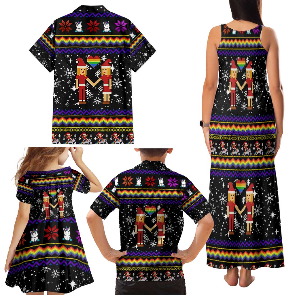 LGBT Lesbians Christmas Family Matching Tank Maxi Dress and Hawaiian Shirt Xmas Holiday Patterns - Wonder Print Shop