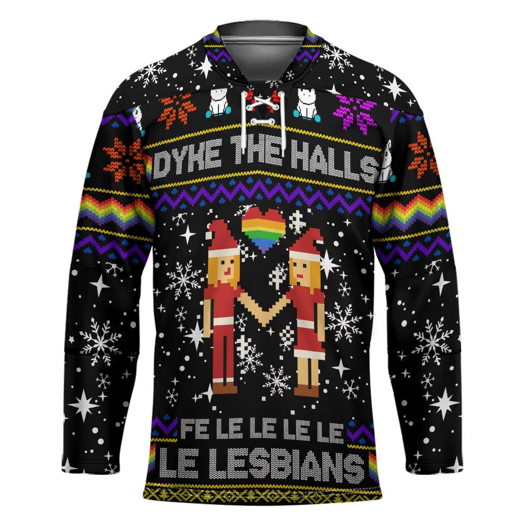 LGBT Lesbians Christmas Hockey Jersey Xmas Holiday Patterns - Wonder Print Shop