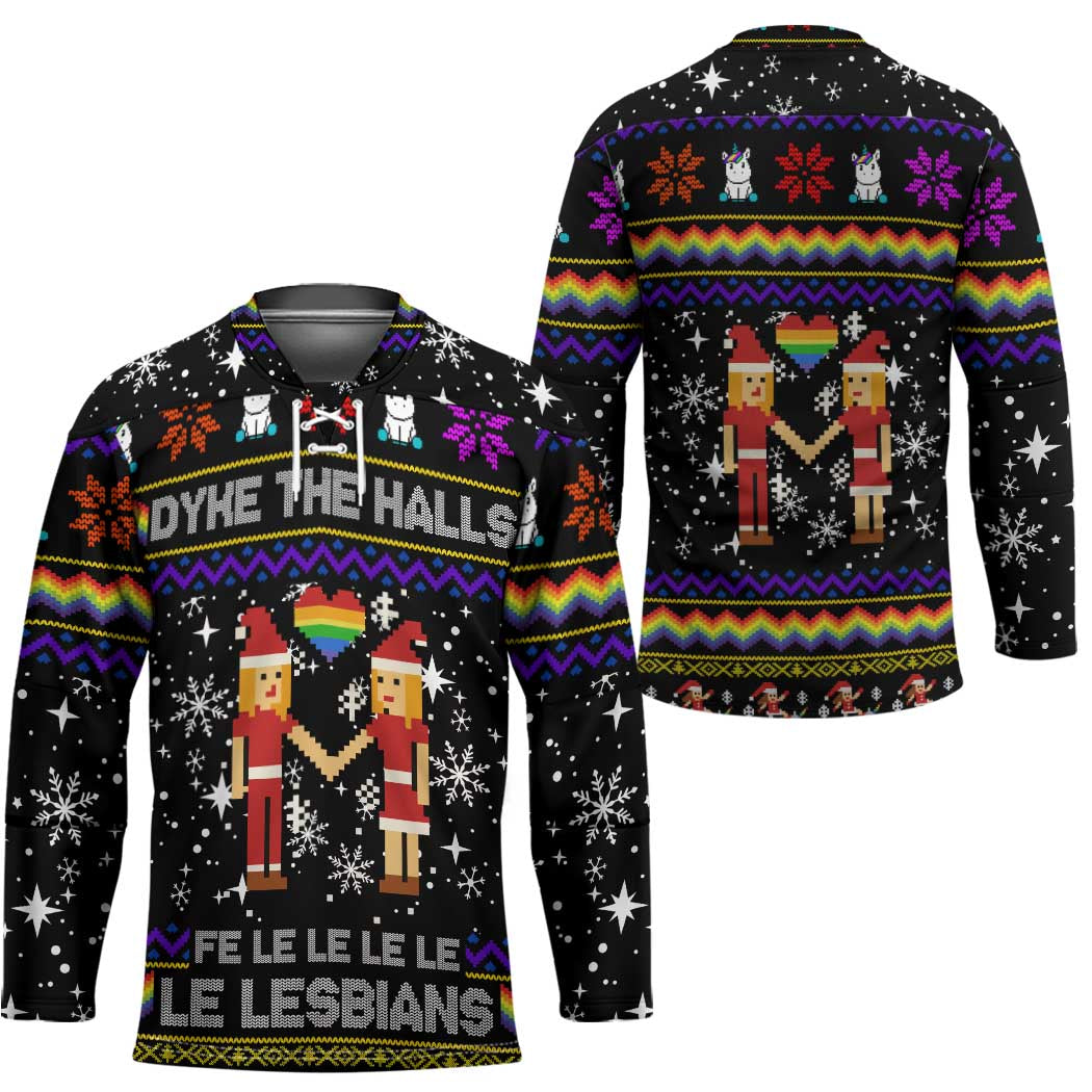 LGBT Lesbians Christmas Hockey Jersey Xmas Holiday Patterns - Wonder Print Shop