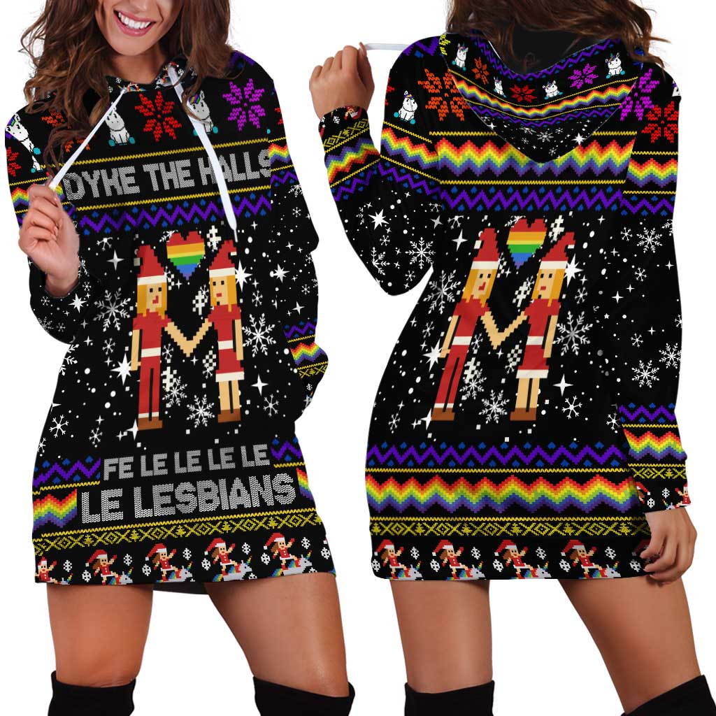LGBT Lesbians Christmas Hoodie Dress Xmas Holiday Patterns - Wonder Print Shop