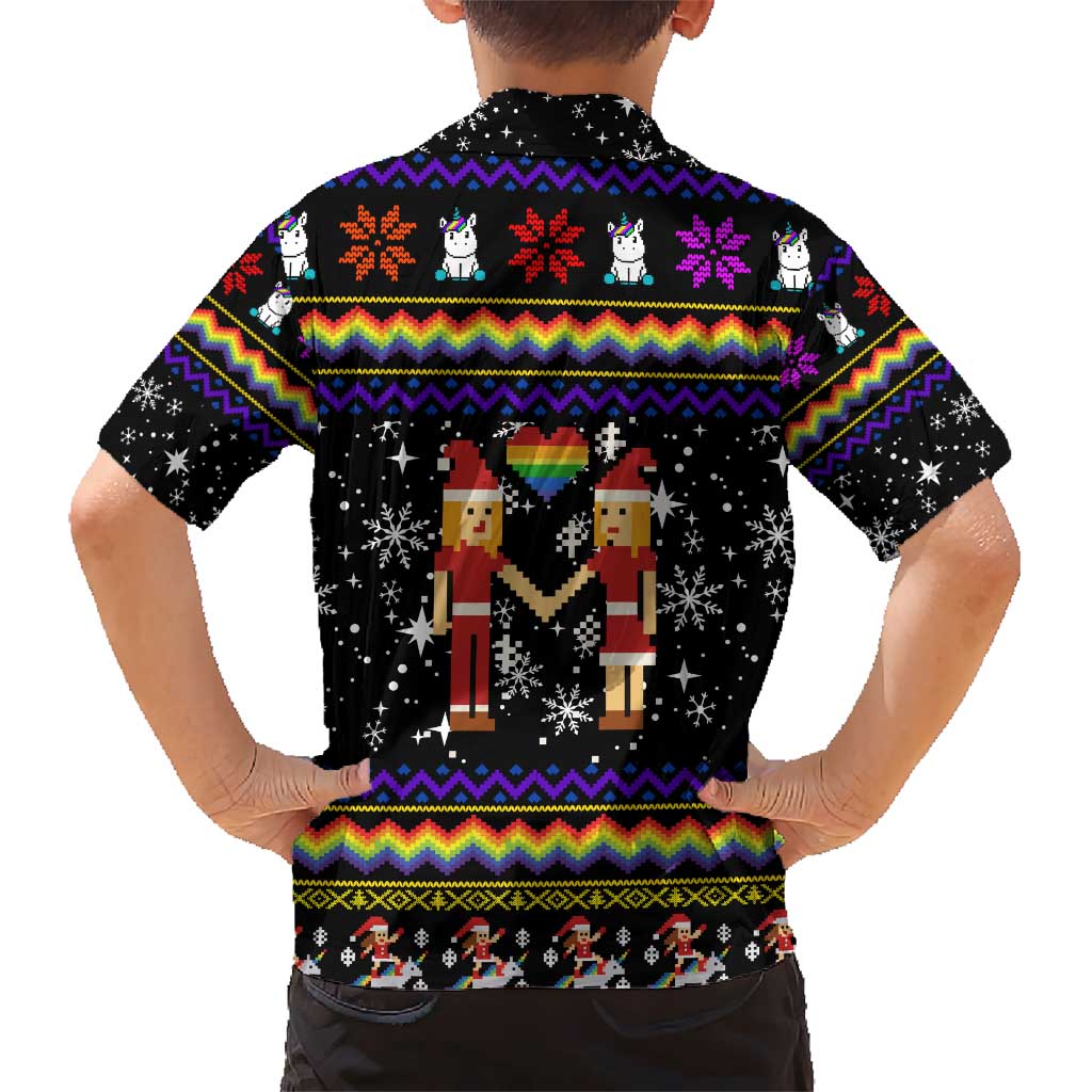 LGBT Lesbians Christmas Kid Hawaiian Shirt Xmas Holiday Patterns - Wonder Print Shop