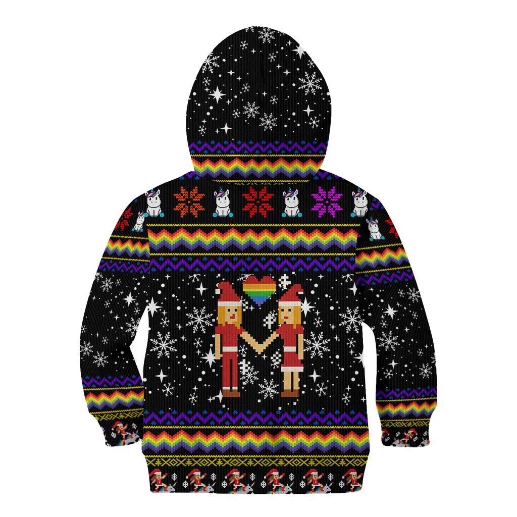 LGBT Lesbians Christmas Kid Hoodie Xmas Holiday Patterns - Wonder Print Shop
