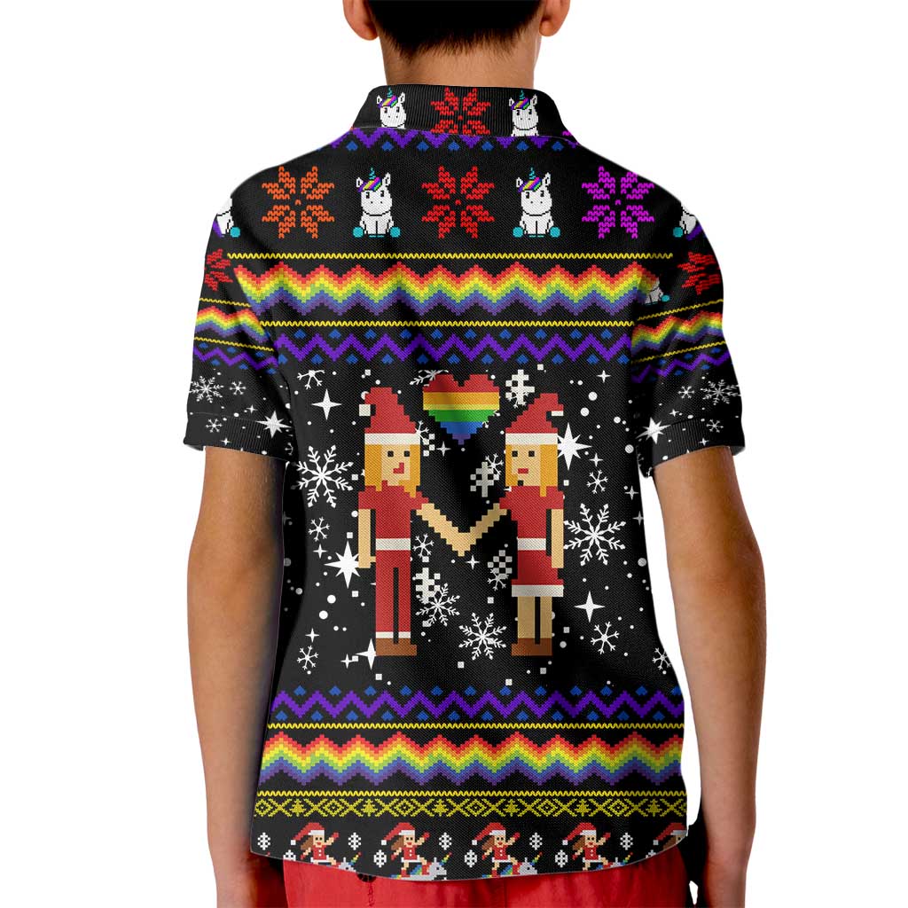LGBT Lesbians Christmas Kid Polo Shirt Xmas Holiday Patterns - Wonder Print Shop