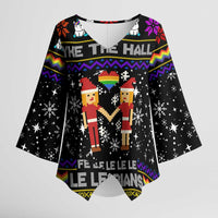 LGBT Lesbians Christmas Kimono Sleeve Blouse Xmas Holiday Patterns - Wonder Print Shop