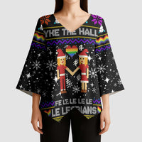 LGBT Lesbians Christmas Kimono Sleeve Blouse Xmas Holiday Patterns - Wonder Print Shop