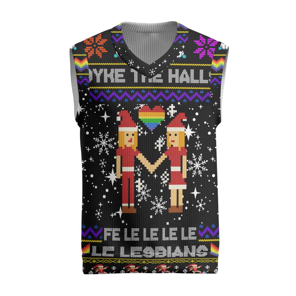 LGBT Lesbians Christmas Knitted V-Neck Vest Xmas Holiday Patterns - Wonder Print Shop