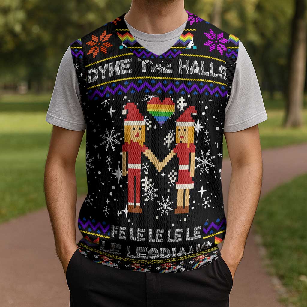 LGBT Lesbians Christmas Knitted V-Neck Vest Xmas Holiday Patterns - Wonder Print Shop