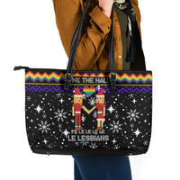LGBT Lesbians Christmas Leather Tote Bag Xmas Holiday Patterns - Wonder Print Shop