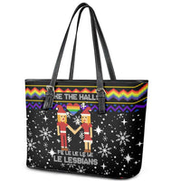 LGBT Lesbians Christmas Leather Tote Bag Xmas Holiday Patterns - Wonder Print Shop
