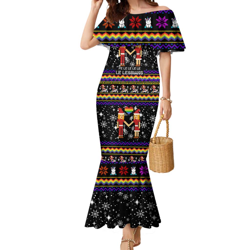 LGBT Lesbians Christmas Mermaid Dress Xmas Holiday Patterns - Wonder Print Shop