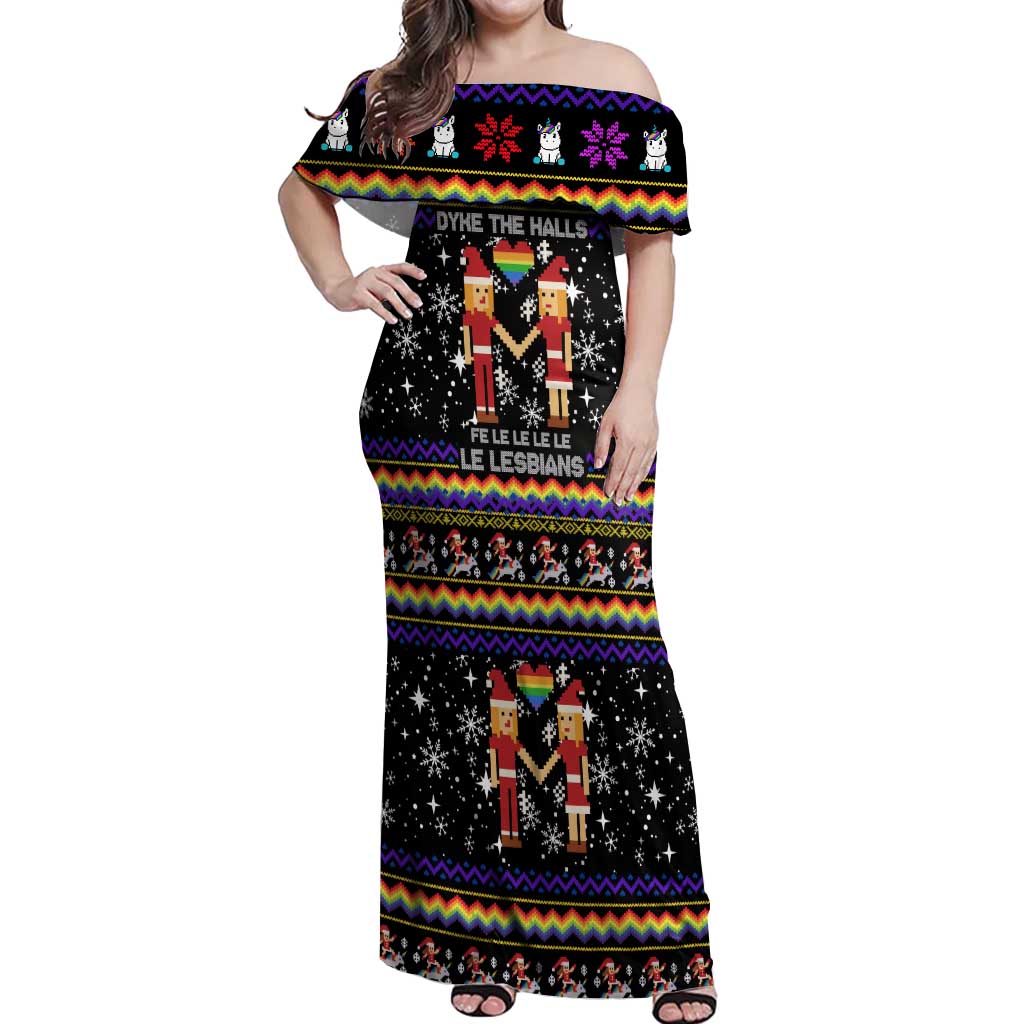 LGBT Lesbians Christmas Off Shoulder Maxi Dress Xmas Holiday Patterns - Wonder Print Shop