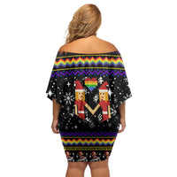 LGBT Lesbians Christmas Off Shoulder Short Dress Xmas Holiday Patterns - Wonder Print Shop