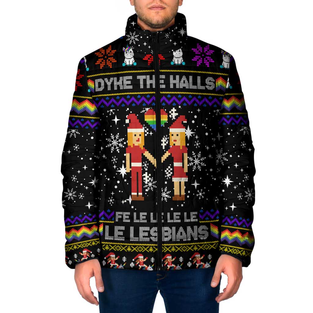 LGBT Lesbians Christmas Padded Jacket Xmas Holiday Patterns - Wonder Print Shop