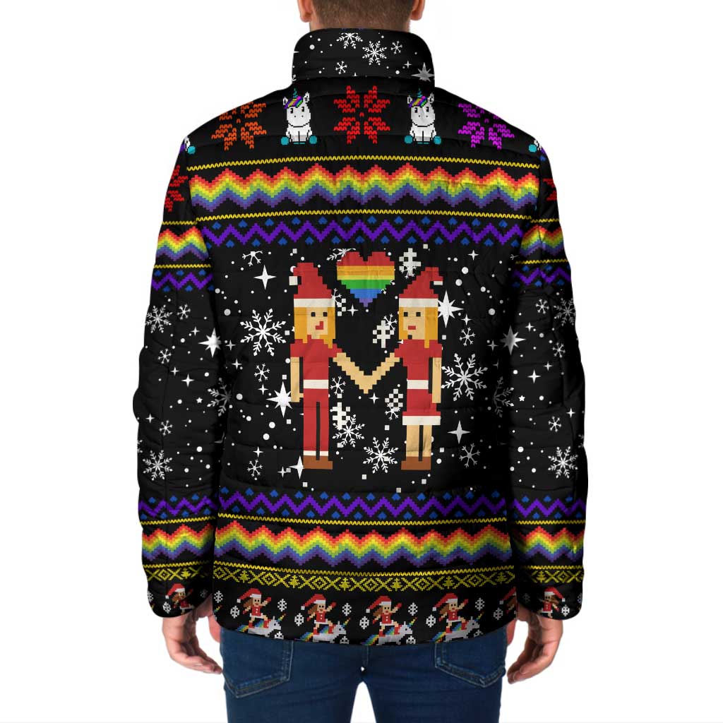 LGBT Lesbians Christmas Padded Jacket Xmas Holiday Patterns - Wonder Print Shop