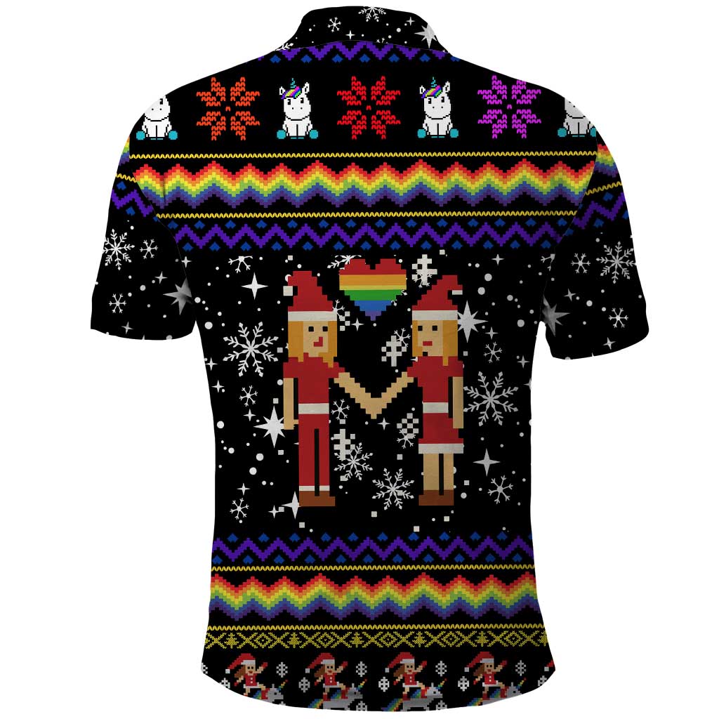 LGBT Lesbians Christmas Polo Shirt Xmas Holiday Patterns - Wonder Print Shop
