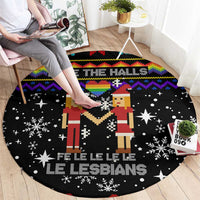 LGBT Lesbians Christmas Round Carpet Xmas Holiday Patterns - Wonder Print Shop