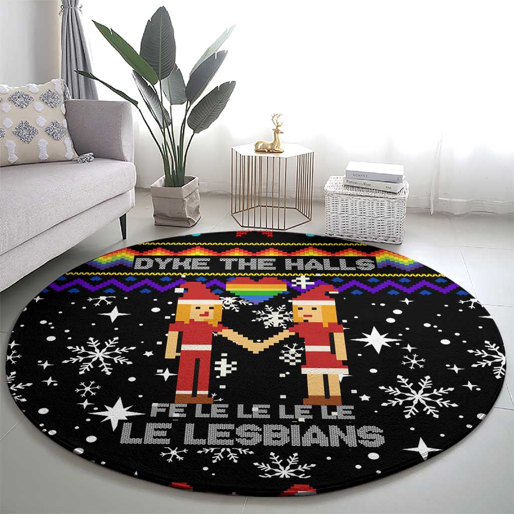 LGBT Lesbians Christmas Round Carpet Xmas Holiday Patterns - Wonder Print Shop