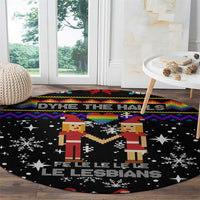LGBT Lesbians Christmas Round Carpet Xmas Holiday Patterns - Wonder Print Shop
