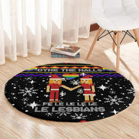 LGBT Lesbians Christmas Round Carpet Xmas Holiday Patterns - Wonder Print Shop