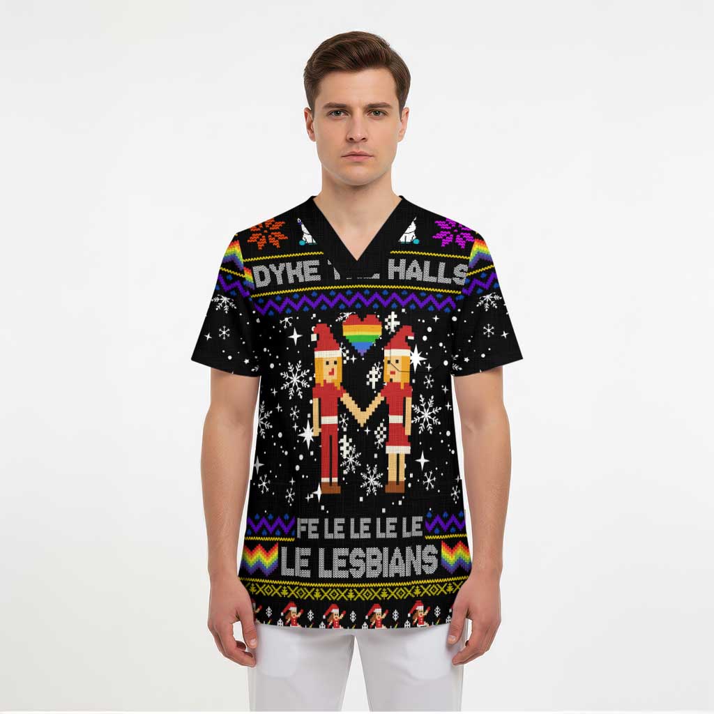 LGBT Lesbians Christmas Scrub Top Xmas Holiday Patterns - Wonder Print Shop