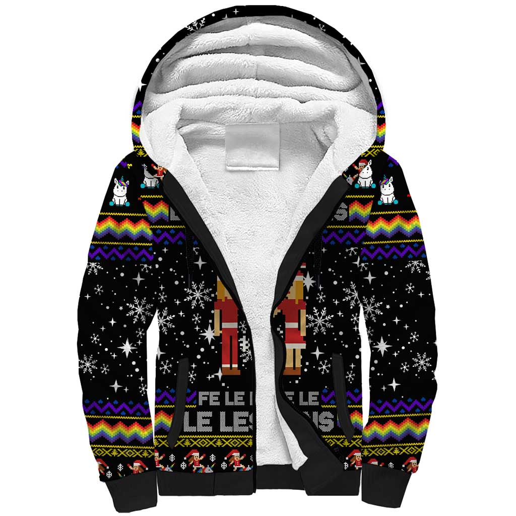 LGBT Lesbians Christmas Sherpa Hoodie Xmas Holiday Patterns - Wonder Print Shop