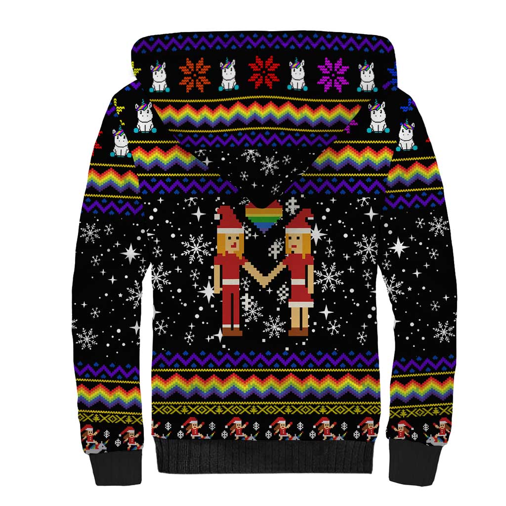 LGBT Lesbians Christmas Sherpa Hoodie Xmas Holiday Patterns - Wonder Print Shop