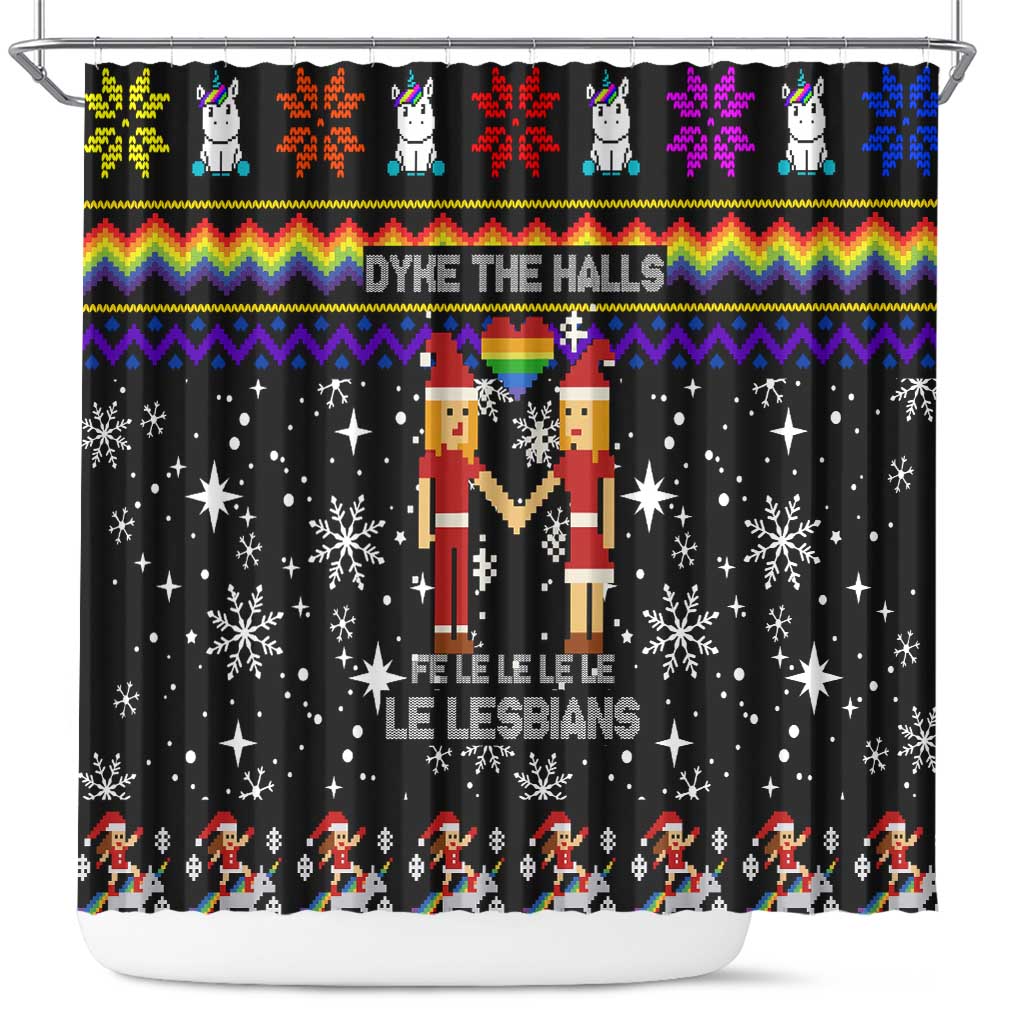 LGBT Lesbians Christmas Shower Curtain Xmas Holiday Patterns - Wonder Print Shop