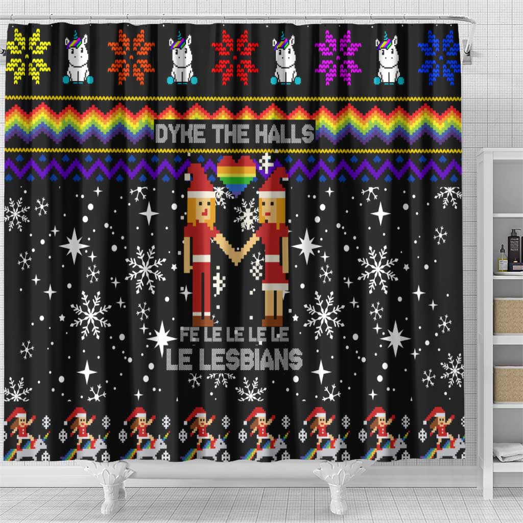 LGBT Lesbians Christmas Shower Curtain Xmas Holiday Patterns - Wonder Print Shop