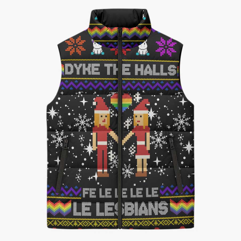 LGBT Lesbians Christmas Sleeveless Puffer Jacket Xmas Holiday Patterns - Wonder Print Shop