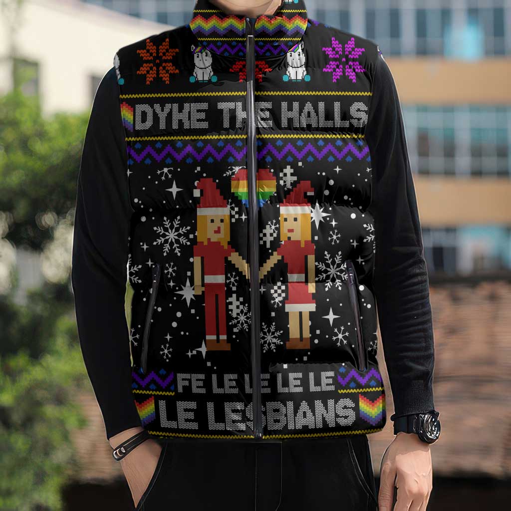 LGBT Lesbians Christmas Sleeveless Puffer Jacket Xmas Holiday Patterns - Wonder Print Shop