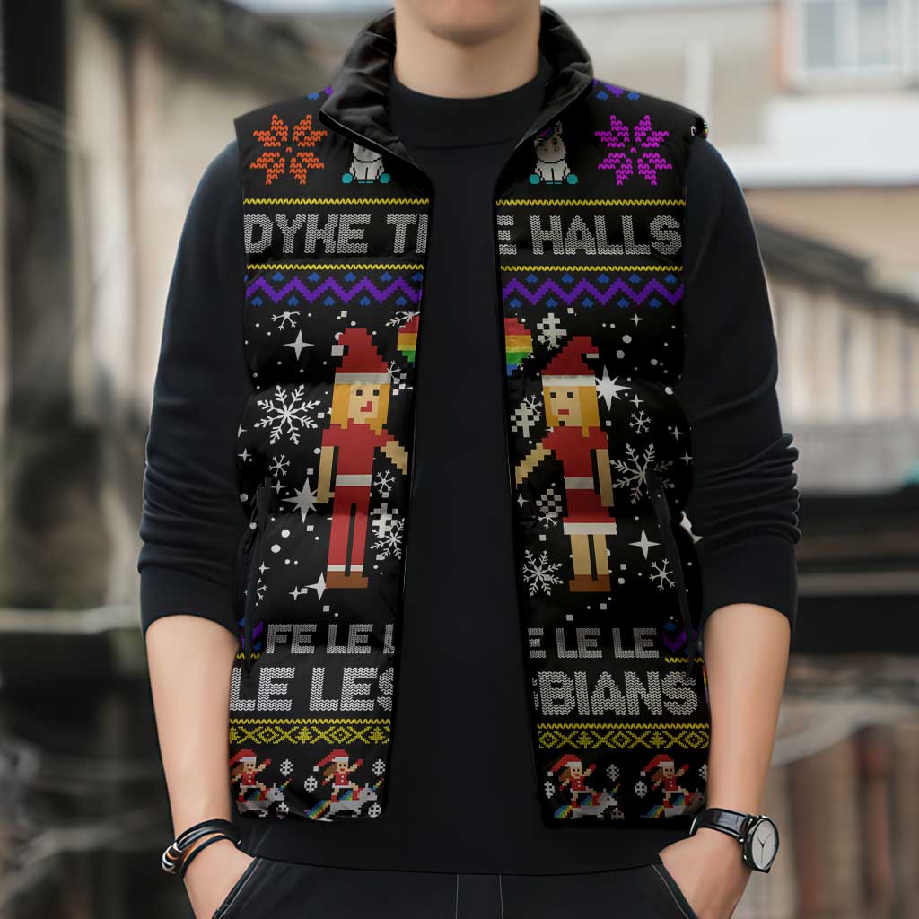 LGBT Lesbians Christmas Sleeveless Puffer Jacket Xmas Holiday Patterns - Wonder Print Shop