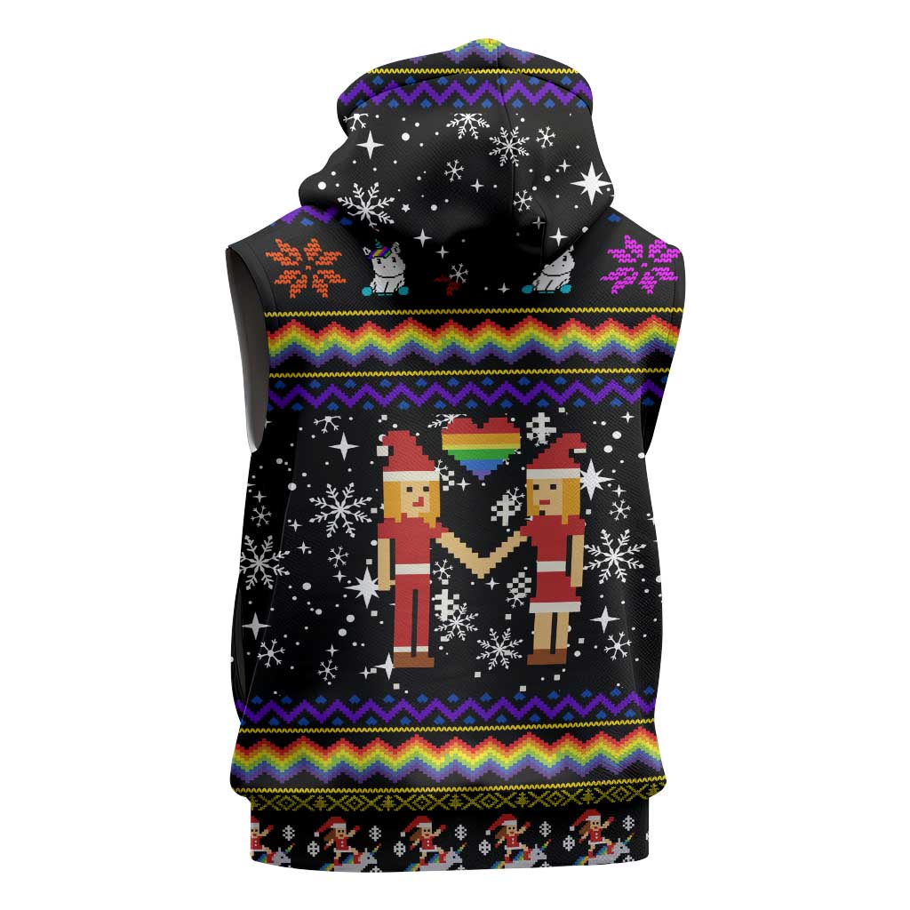 LGBT Lesbians Christmas Sleeveless Zip Hoodie Xmas Holiday Patterns - Wonder Print Shop