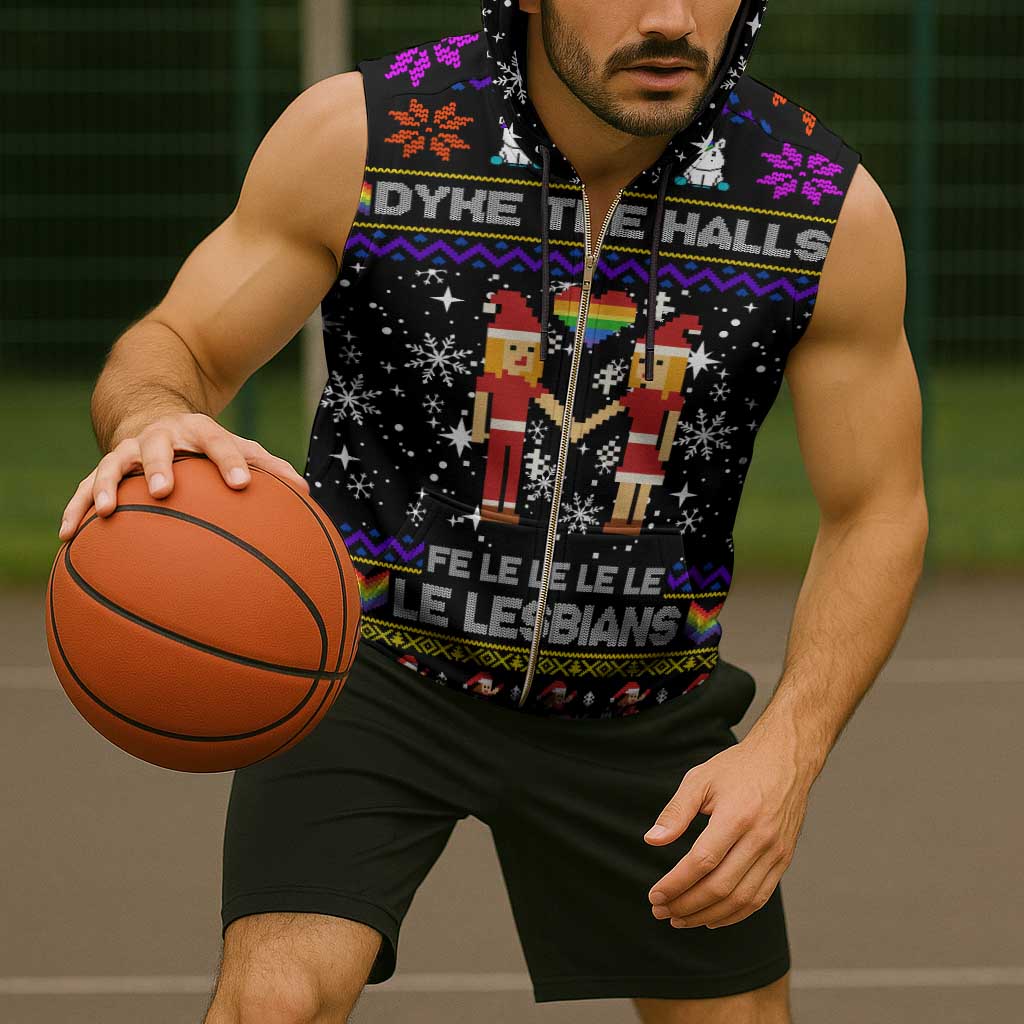 LGBT Lesbians Christmas Sleeveless Zip Hoodie Xmas Holiday Patterns - Wonder Print Shop