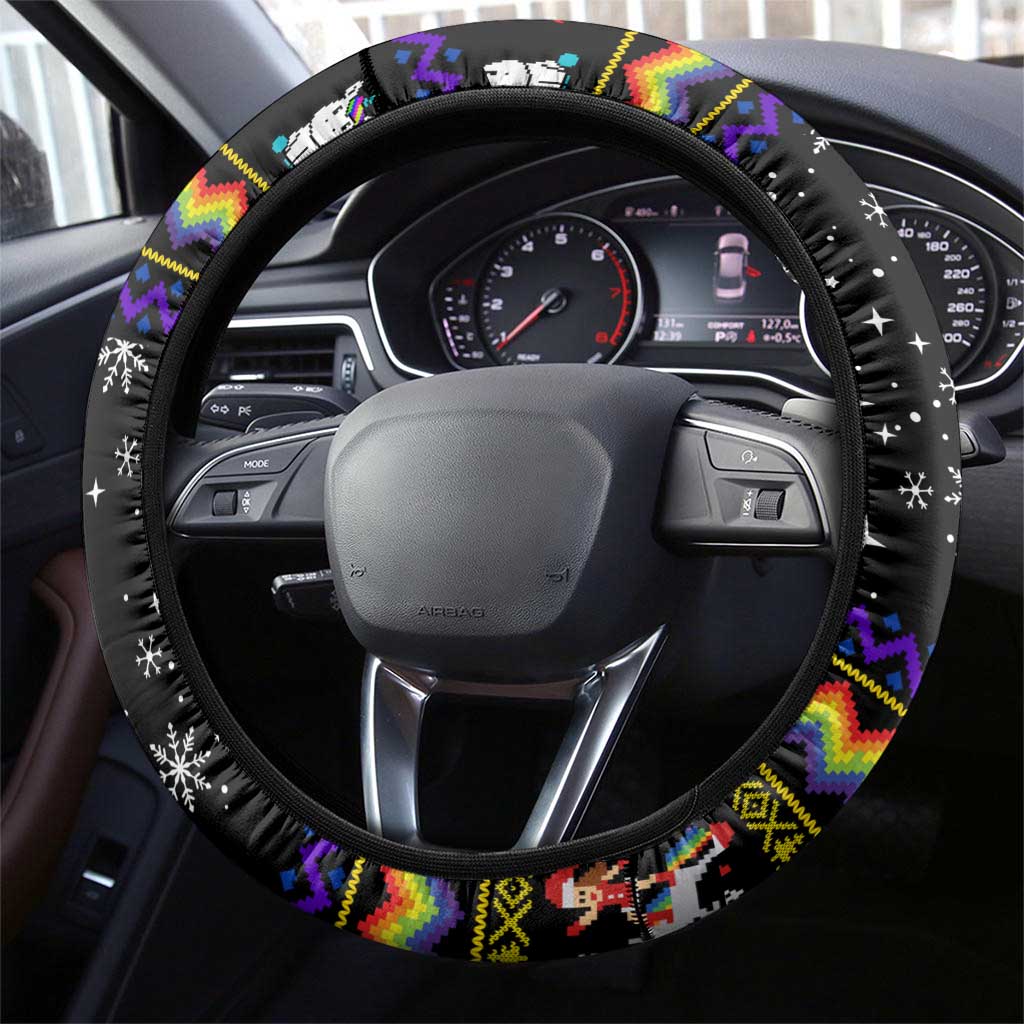 LGBT Lesbians Christmas Steering Wheel Cover Xmas Holiday Patterns - Wonder Print Shop