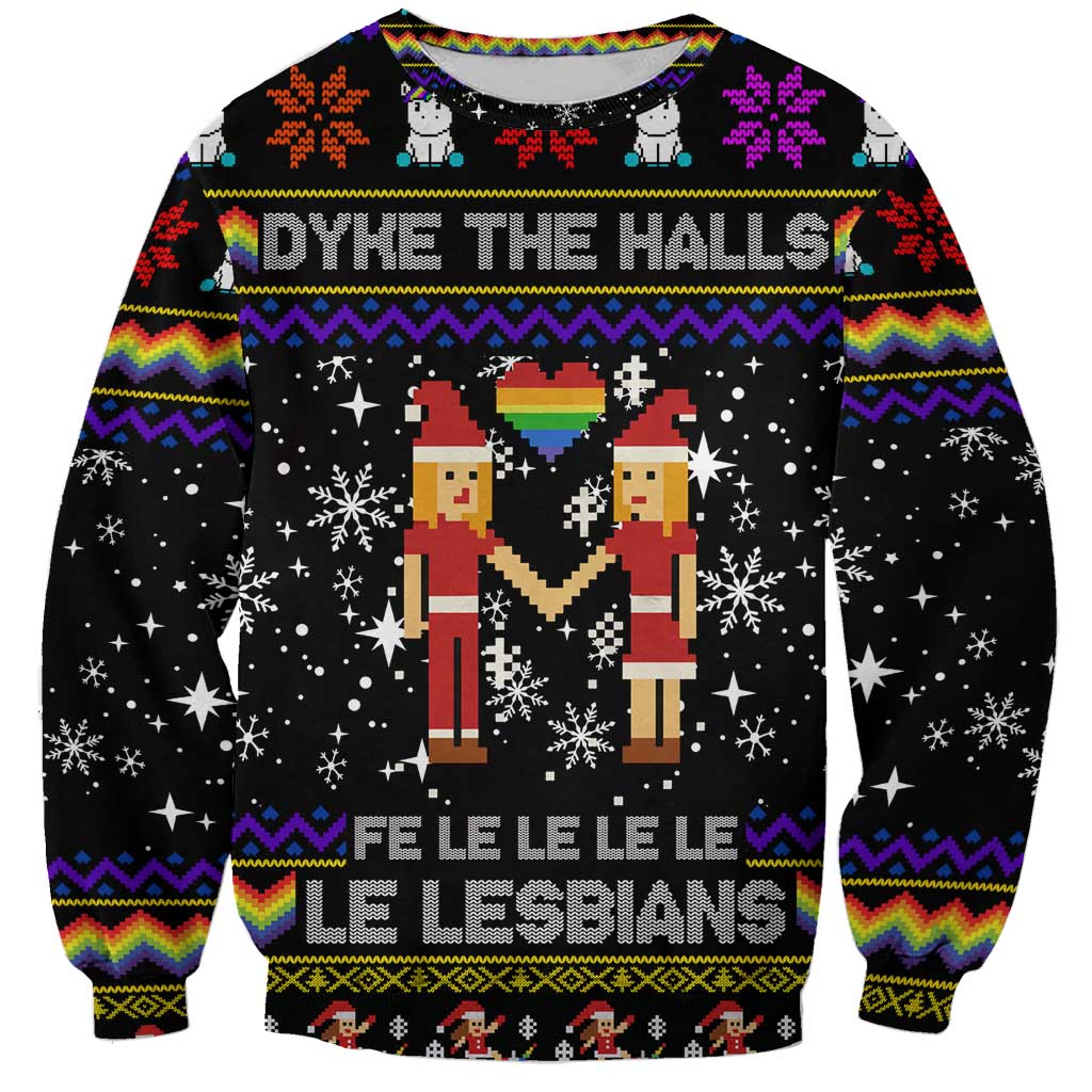 LGBT Lesbians Christmas Sweatshirt Xmas Holiday Patterns - Wonder Print Shop