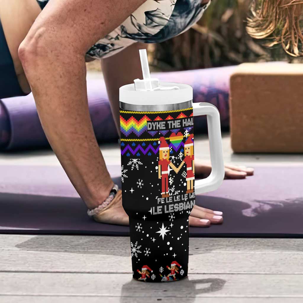 LGBT Lesbians Christmas Tumbler With Handle Xmas Holiday Patterns - Wonder Print Shop