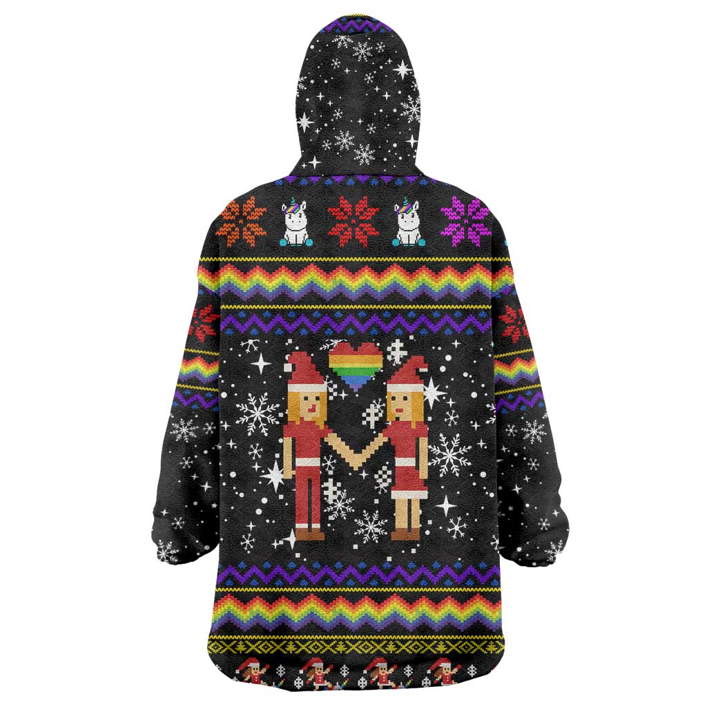 LGBT Lesbians Christmas Wearable Blanket Hoodie Xmas Holiday Patterns - Wonder Print Shop