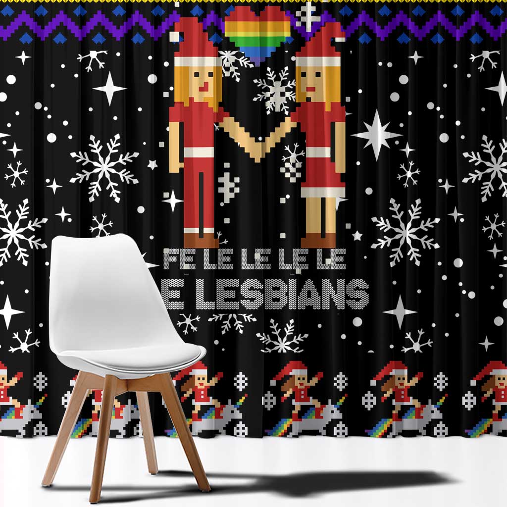 LGBT Lesbians Christmas Window Curtain Xmas Holiday Patterns - Wonder Print Shop