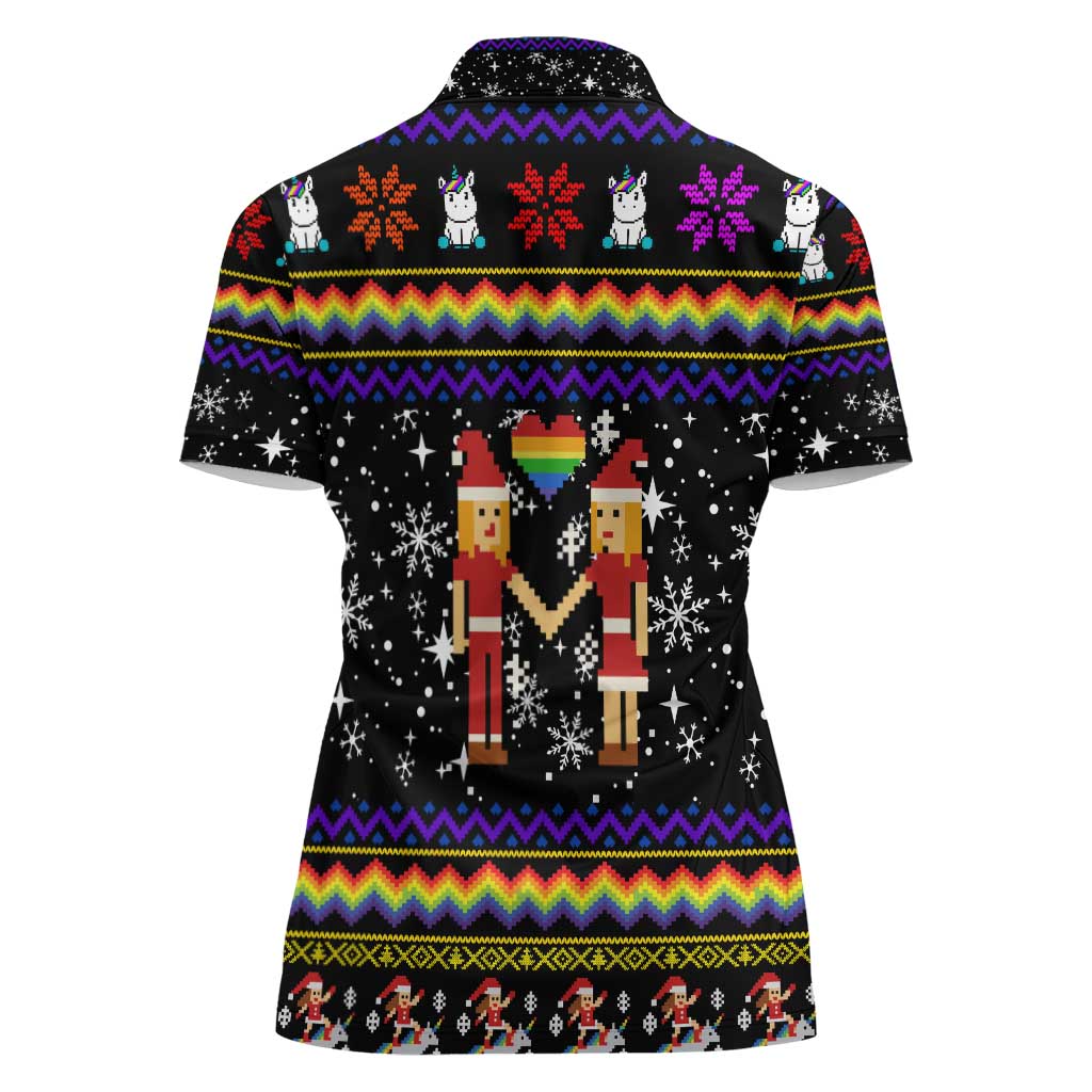 LGBT Lesbians Christmas Women Polo Shirt Xmas Holiday Patterns - Wonder Print Shop