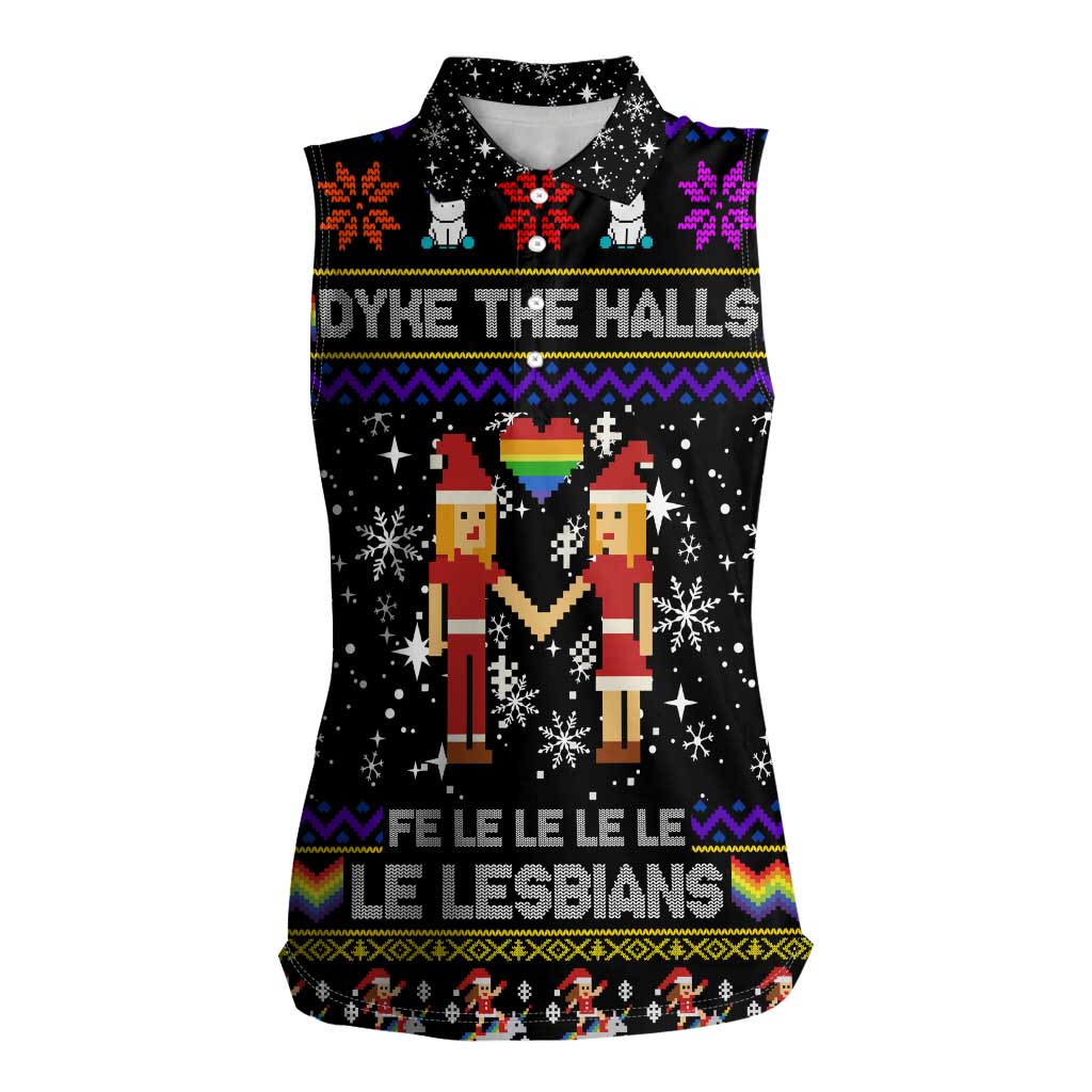 LGBT Lesbians Christmas Women Sleeveless Polo Shirt Xmas Holiday Patterns - Wonder Print Shop